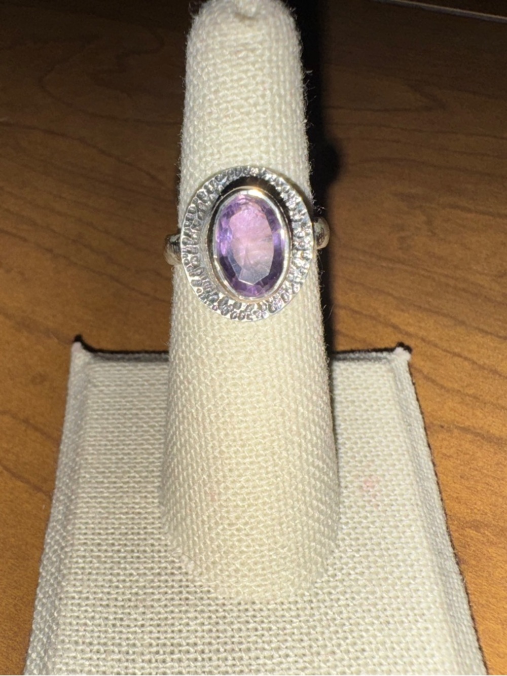 Solid Sterling Silver 925 Amethyst Oval Halo Ring